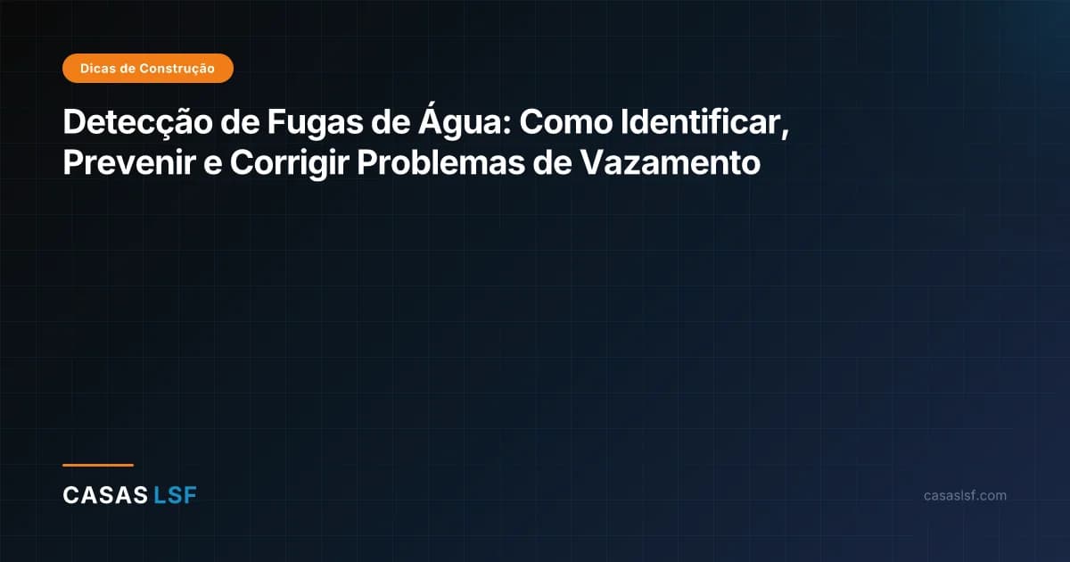 Detecção de Fugas de Água: Como Identificar, Prevenir e Corrigir Problemas de Vazamento